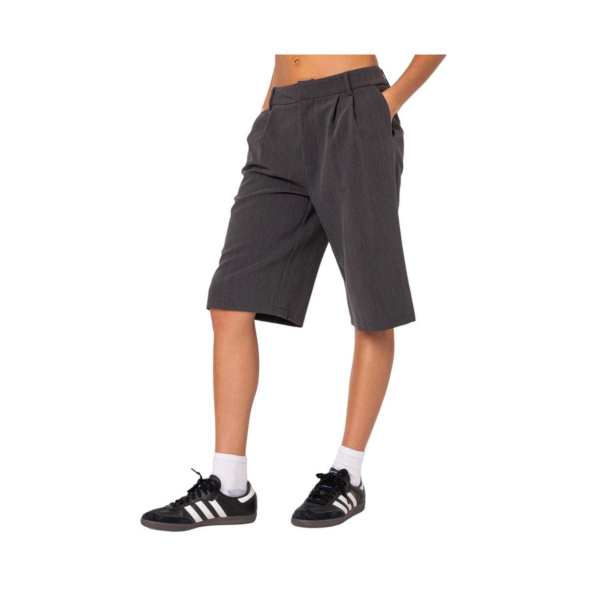 Edikted Women's Aelia Bermuda Trouser Shorts - Dark-gray
