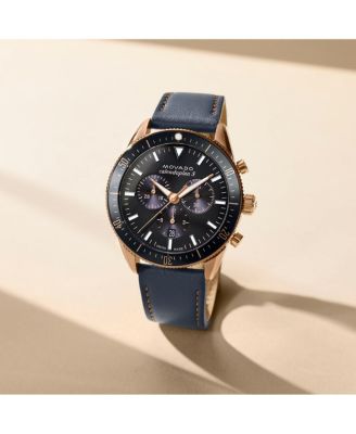 Men's Calendoplan S Swiss Quartz Chronograph Gray Leather Strap Watch 42mm