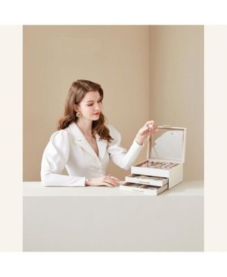 Multi-Layer Jewelry Organizer Storage Box for Rings, Necklaces