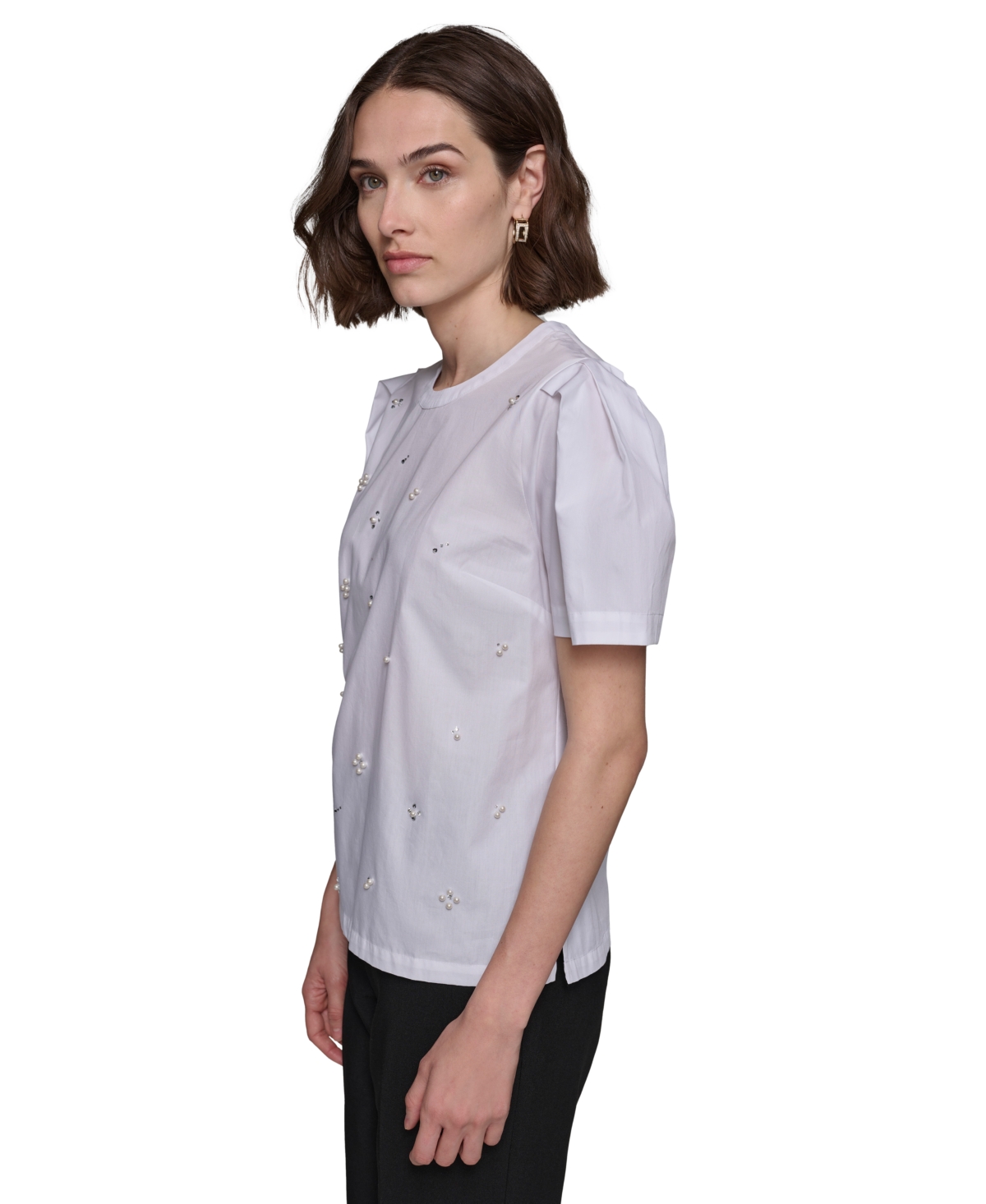 Karl Lagerfeld Women's Embellished Short-Sleeve Blouse
