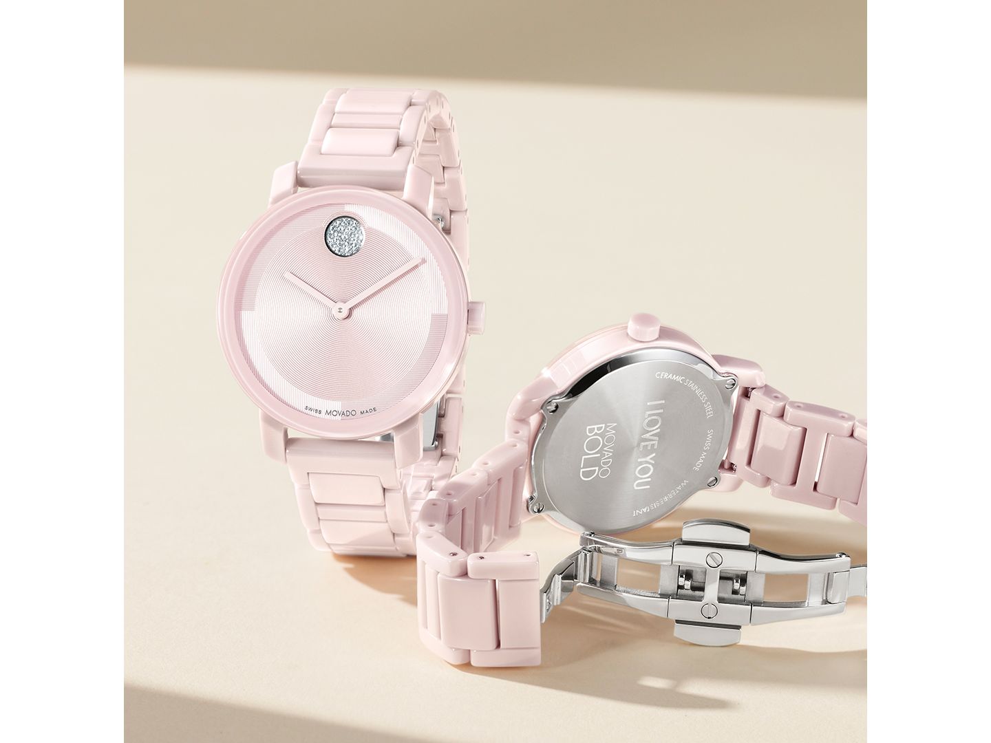 Женские часы Movado Swiss Bold Evolution 2.0 Blush Ceramic Bracelet Watch 34mm — фото 4