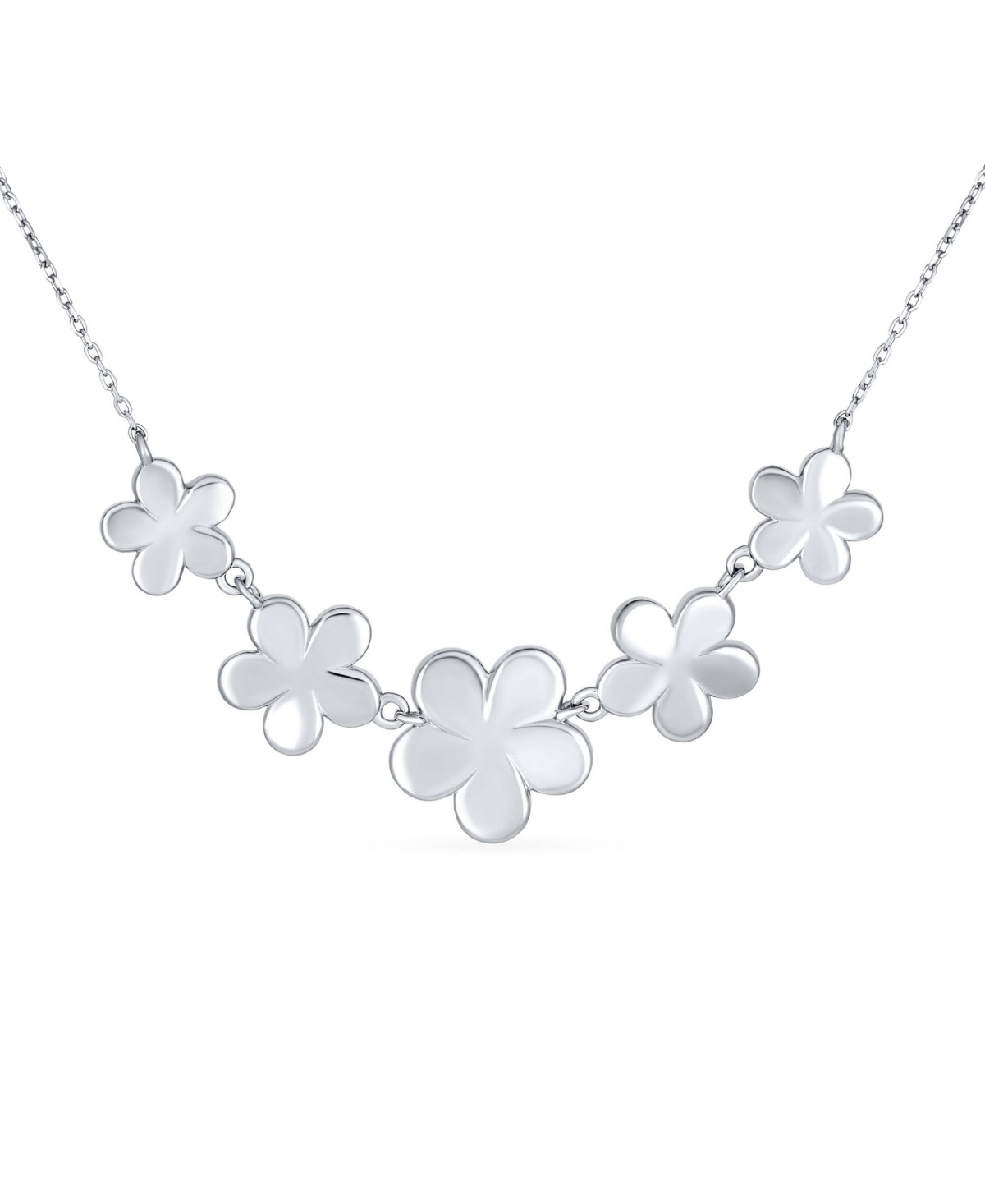 Bling Jewelry Statement SyntheticOpal Multi 5 Plumeria Hawaiian Flower Collar Necklace For Women Sterling Silver - Blue