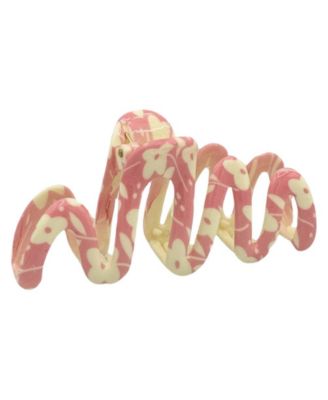 Large Wavy Claw Clip - Pink Squiggles