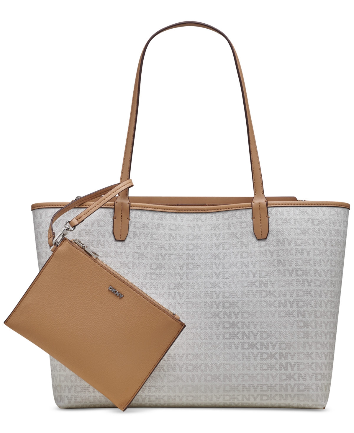 Shop Dkny Riley Logo Tote In Cream,capp