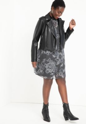 Women's Plus Size Faux Leather Moto Jacket