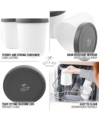 Ice Cream Containers For Homemade Ice Cream - Reusable Ice Cream Pint Container with Lids (2 Pack)