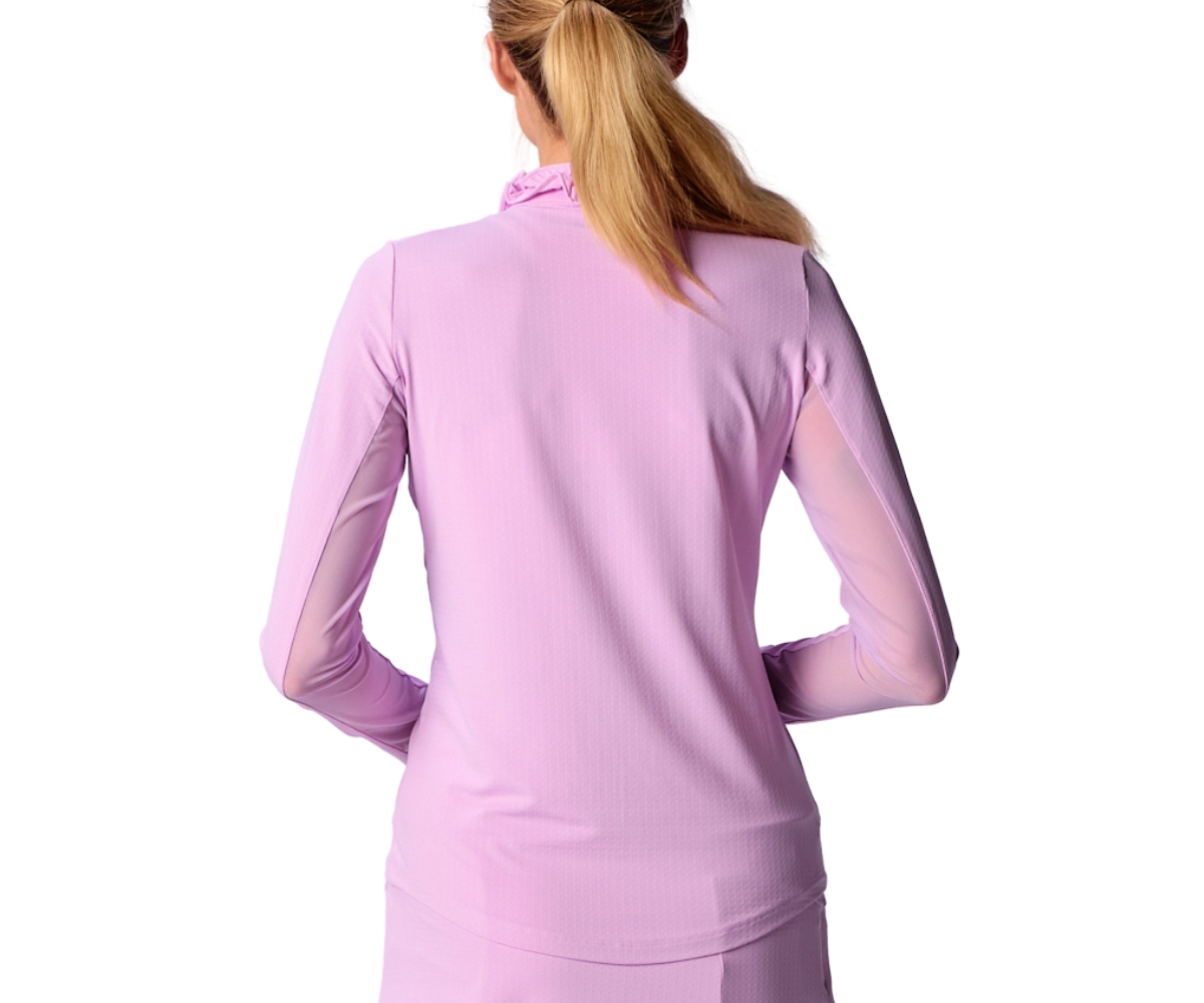 G Lifestyle Clothing Women's Long Sleeve Double Ruffle Top Tile Blue XLarge