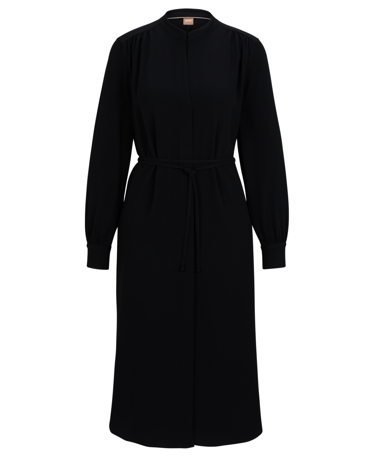 HUGO BOSS BOSS BY HUGO BOSS WOMEN'S COLLARLESS V NECKLINE BELTED DRESS 