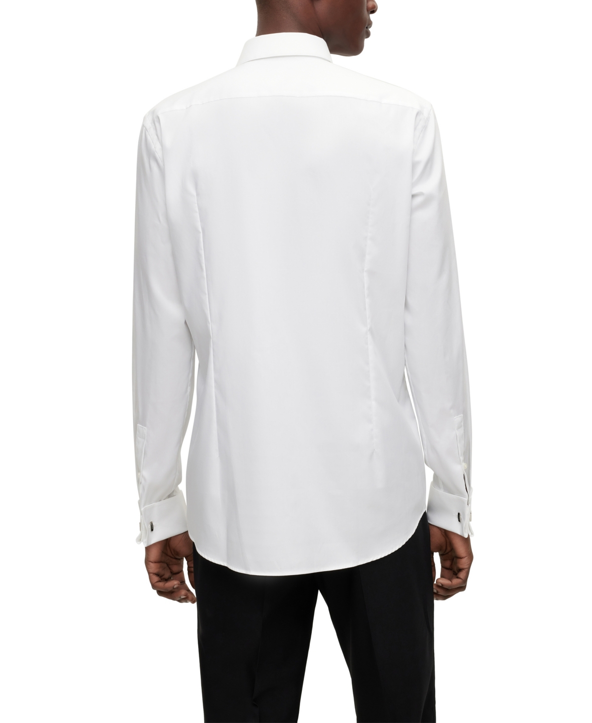 Hugo Boss Hank Slim Fit Easy Iron Bibbed Tuxedo Shirt In White