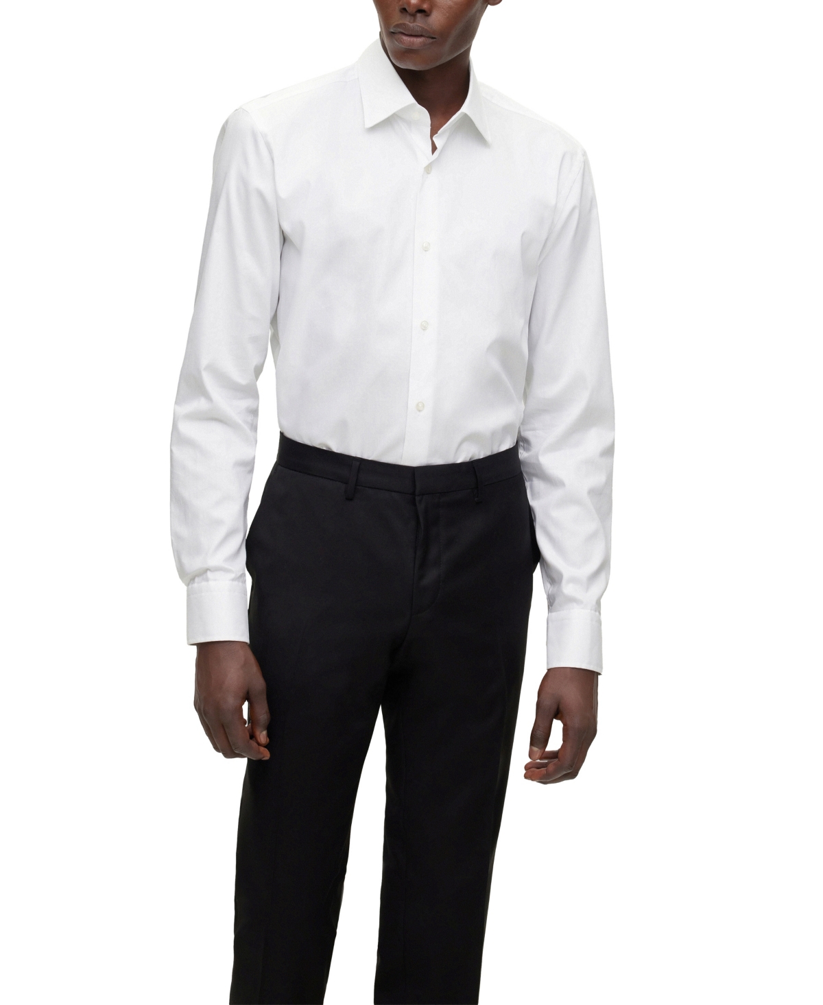 Shop Hugo Boss Boss By  Men's Easy-iron Slim-fit Dress Shirt In White
