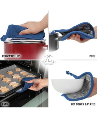 Washable Quilted Terry Cloth Potholder for Cooking and Baking (6 Pack)