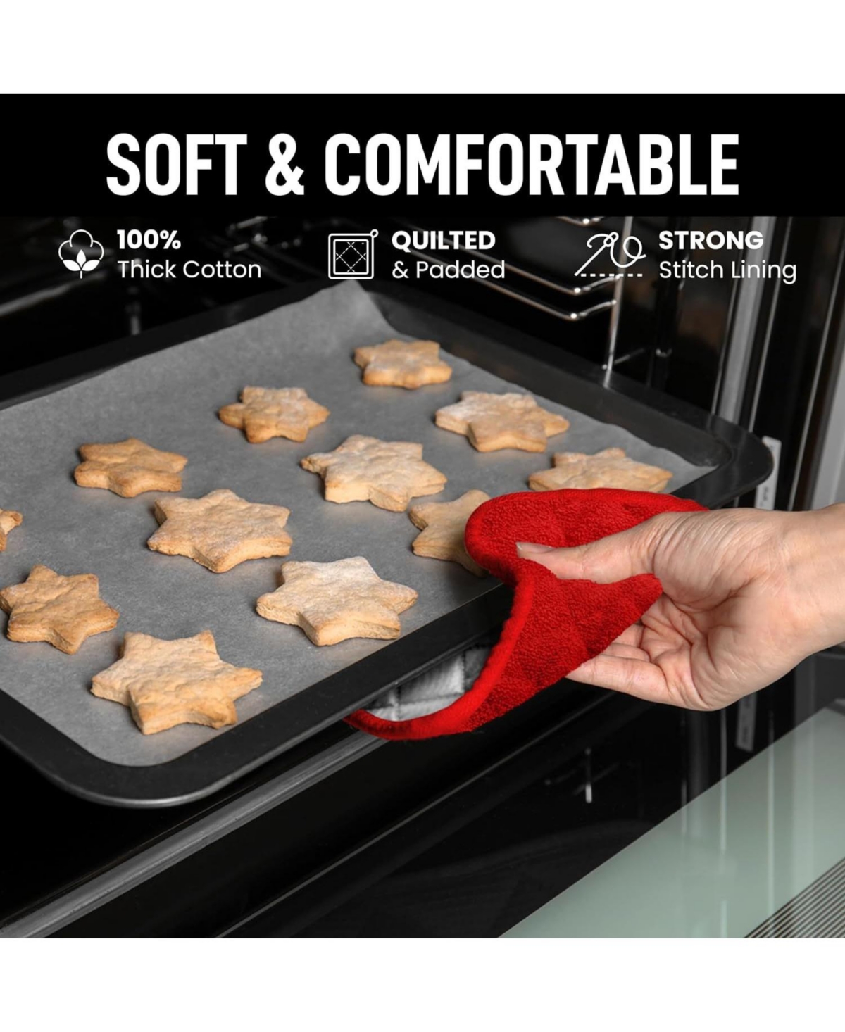 Washable Quilted Terry Cloth Potholder for Cooking and Baking (6 Pack)