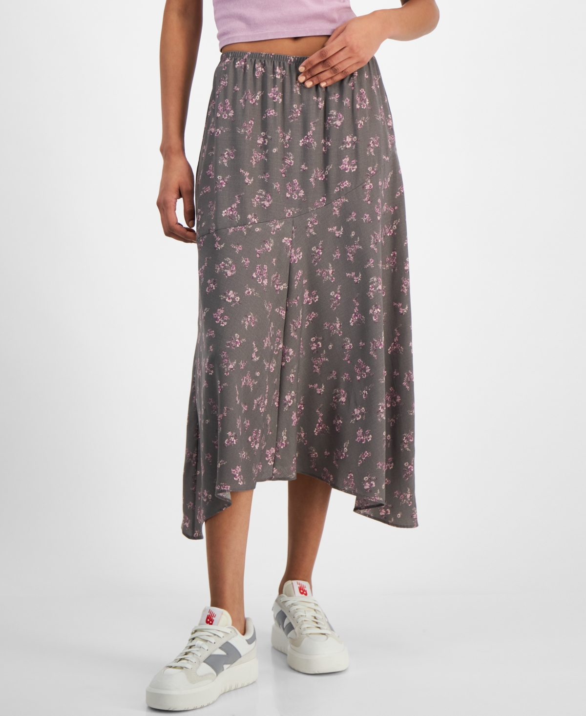 Hippie Rose Juniors' Printed Asymmetric Maxi Skirt