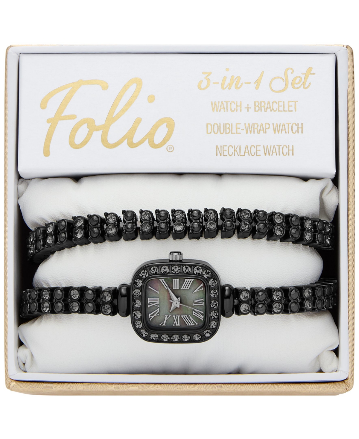 Shop Folio Women's Three Hand Black Alloy Watch 20mm Gift Set In No Color