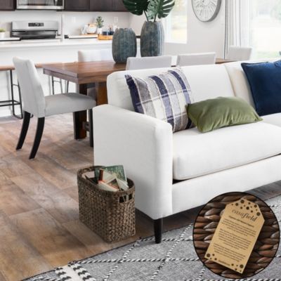 Magazine Holder Basket with Handles - Oval Seagrass Storage Bin for Bathroom, Home Office