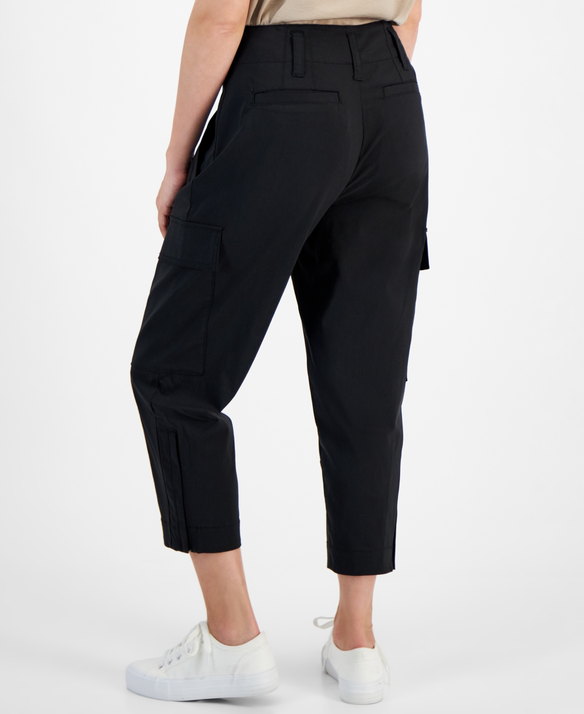 Shop Calvin Klein Jeans Est.1978 Petite High-rise Cropped Cargo Pants In Black