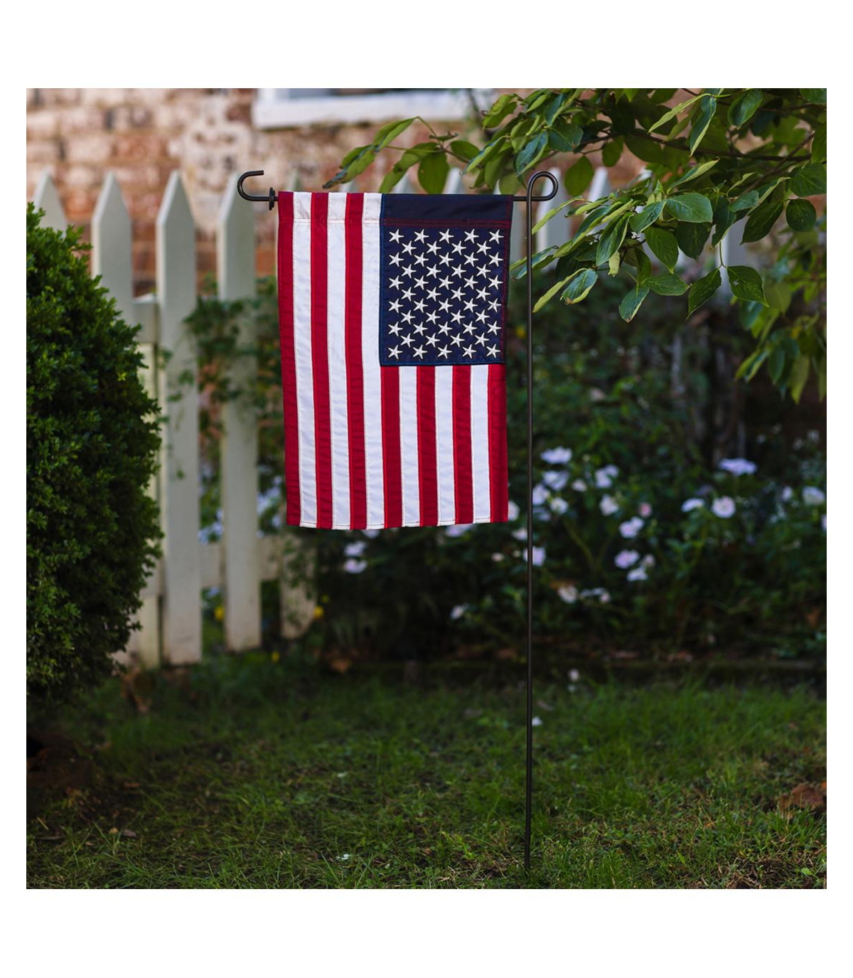 Evergreen American Flag Garden Applique Embroidered Flag Indoor Outdoor Decor