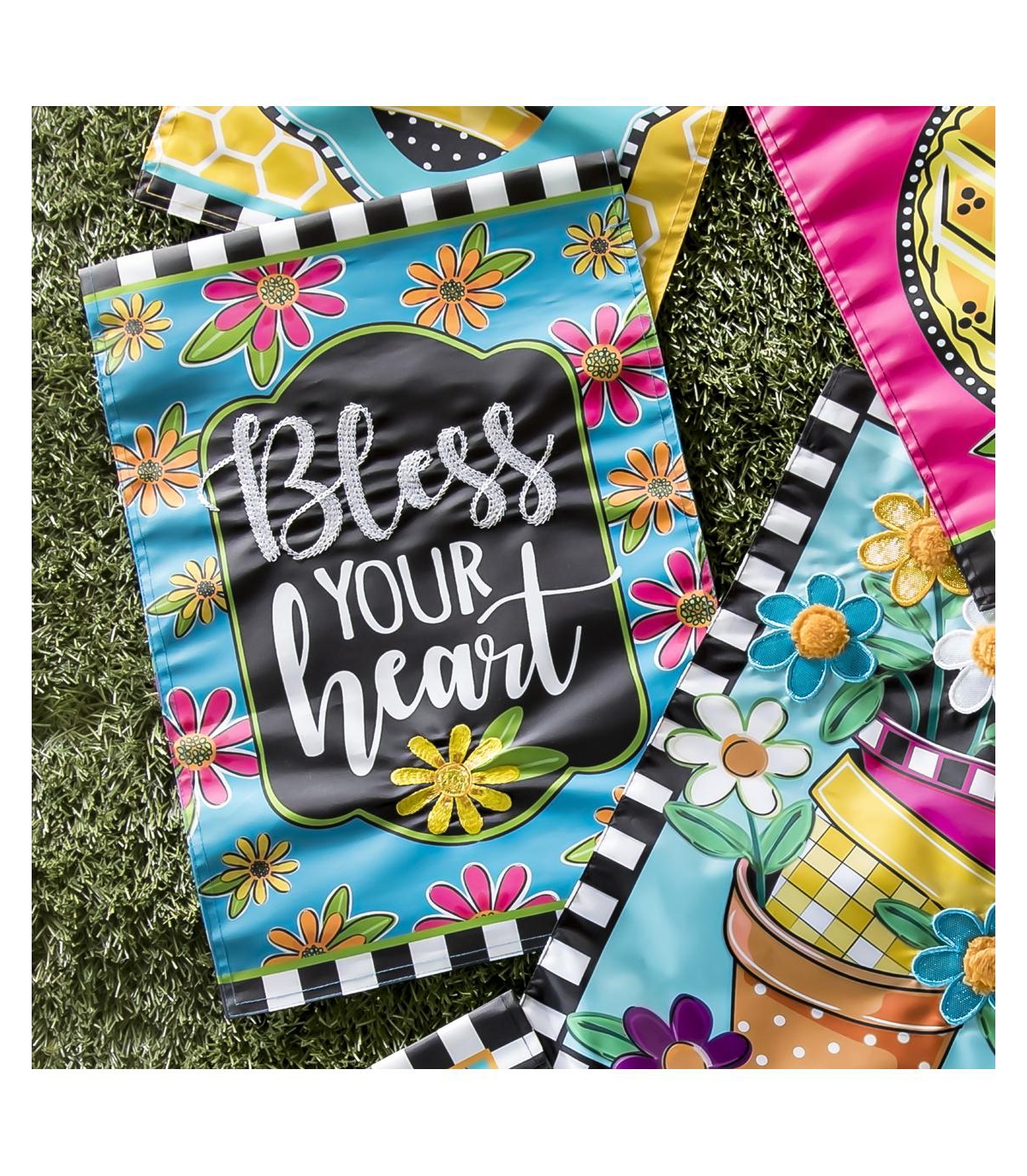 Evergreen Floral Blessings Garden Applique Flag Indoor Outdoor Decor