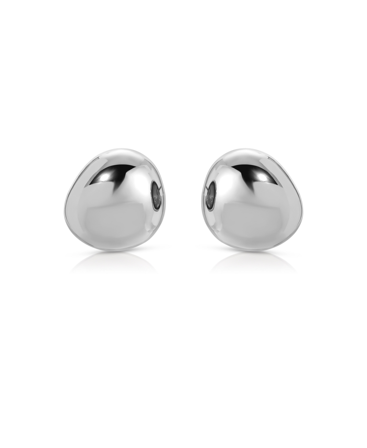 Shop Ettika Polished Pebble Stud Earrings In Rhodium