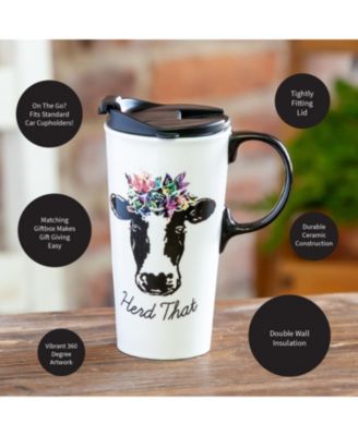 Ceramic Travel Cup, 17 OZ. ,w/box, Herd That