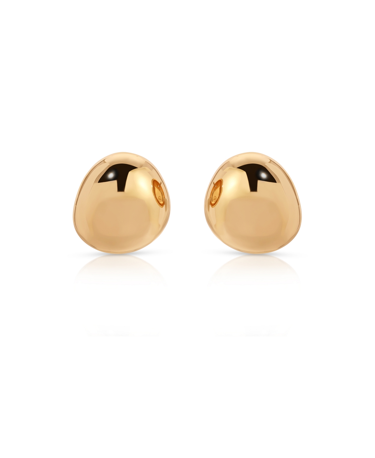 Polished Pebble Stud Earrings - Rhodium