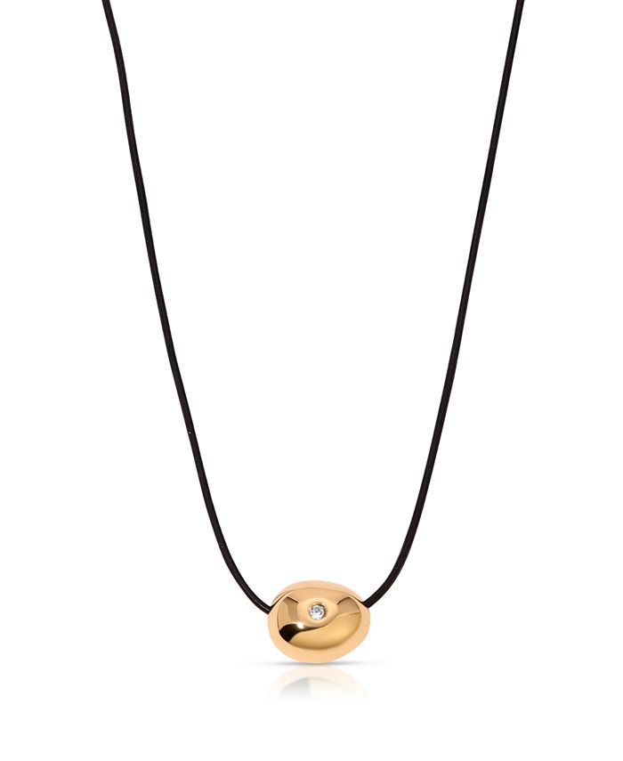ETTIKA Single Crystal Polished Pebble Leather Pendant Necklace - Macy's