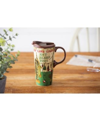 Beautiful Keep Life Simple Ceramic Travel Cup with Lid - 5 x 4 x 7 Inches