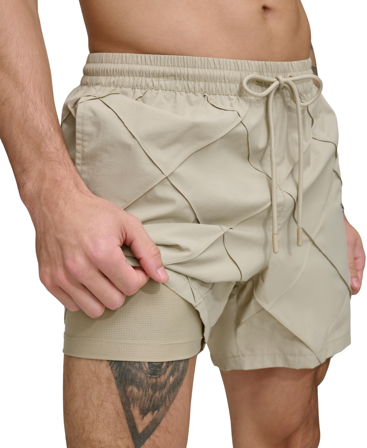 Men's Diamond Pintuck Performance 5" Volley Shorts - Black