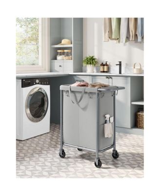 Laundry Basket with Wheels, Rolling Laundry Hamper, emovable Liner, Steel Frame with Handle, Blanket Storage