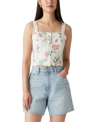 Levi's - Women's Lottie Floral-Print Crop Square-Neck Top