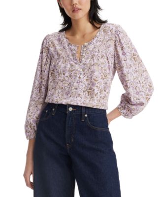売れ筋商品|||バースリー カットソー トップス レディース Women's Collared Tie-Hem Blouse, Exclusively at Macy's Sidewalk Preston & York Kinsley Tie Front Hem Button Front Collared