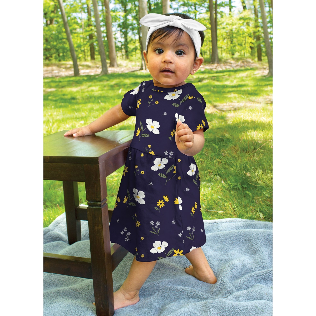 Hudson Baby Toddler Girls Hudson Cotton Short-Sleeve Dresses 2pk,- Night blooms