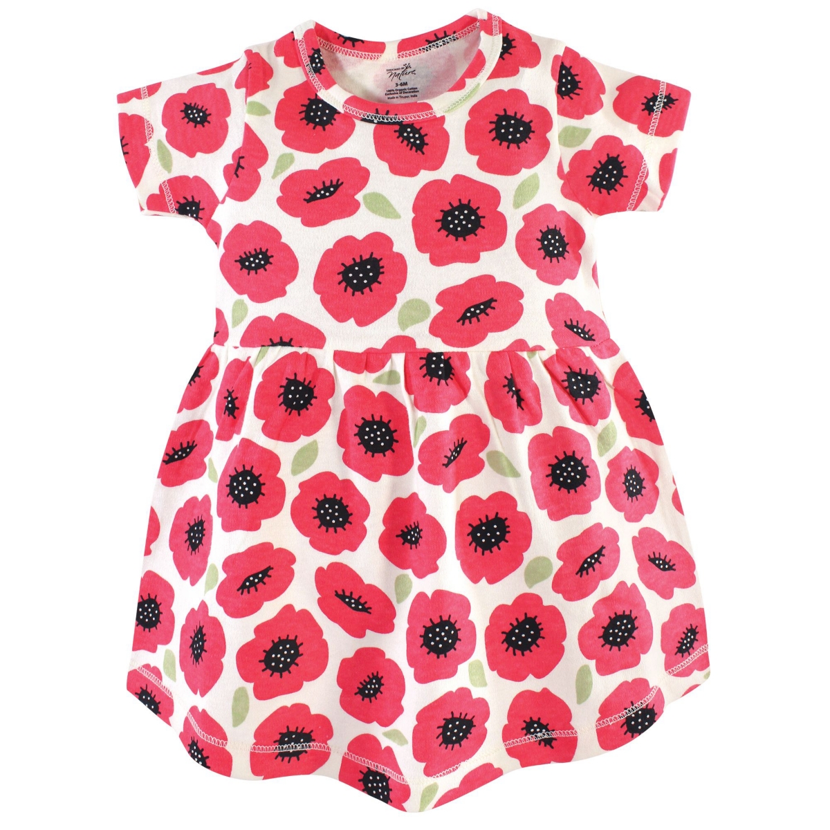 Touched by Nature Baby Girls Baby Organic Cotton Dress and Cardigan 2pc Set, Poppy
