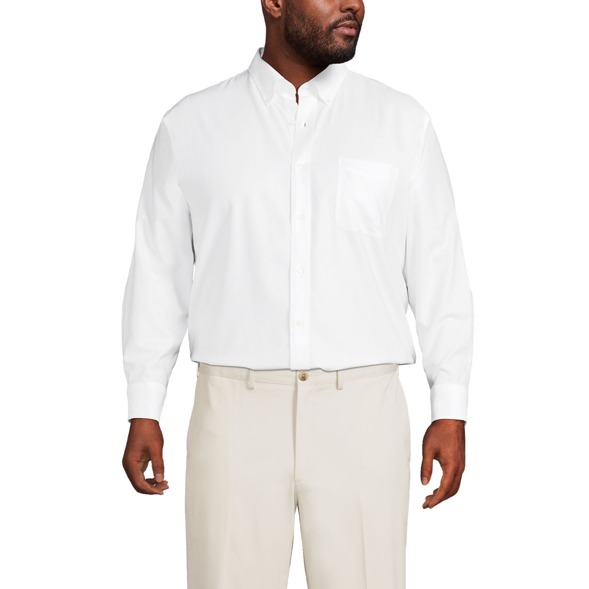 Big & Tall Traditional Fit Solid No Iron Supima Oxford Dress Shirt - White