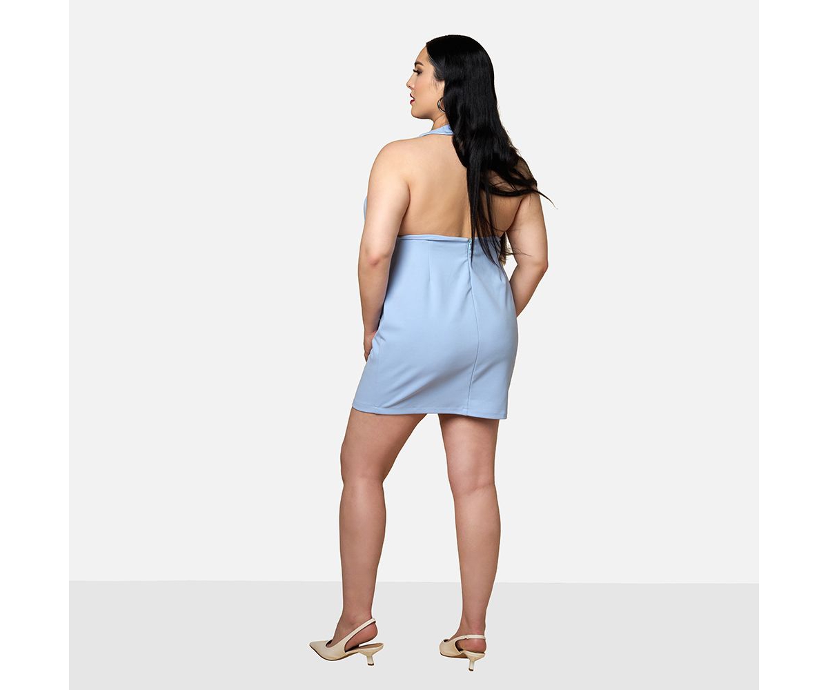 Rebdolls Plus Size Azalea Cowl Neck Open Back Mini Bodycon Dress