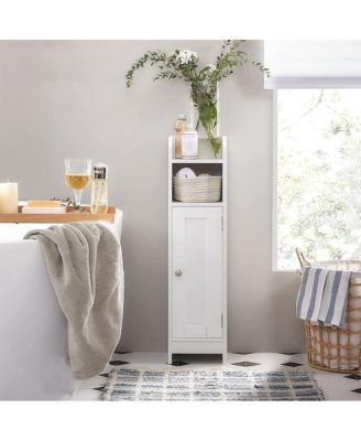 Corner Bathroom Floor Cabinet with Doors and Shelves for Compact Storage