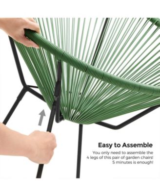 3-Piece Outdoor Seating Acapulco Chair, Modern Patio Furniture Set, Glass Top Table and 2 Chairs