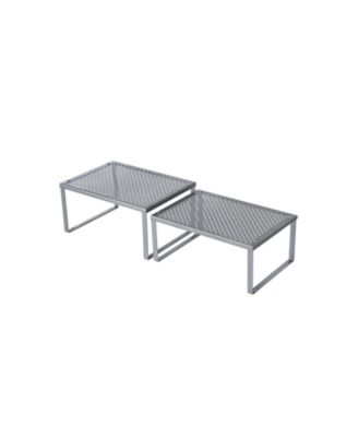 Cabinet Shelf Organizer, Stackable, Expandable, Set of 2 Metal Kitchen Counter Shelves
