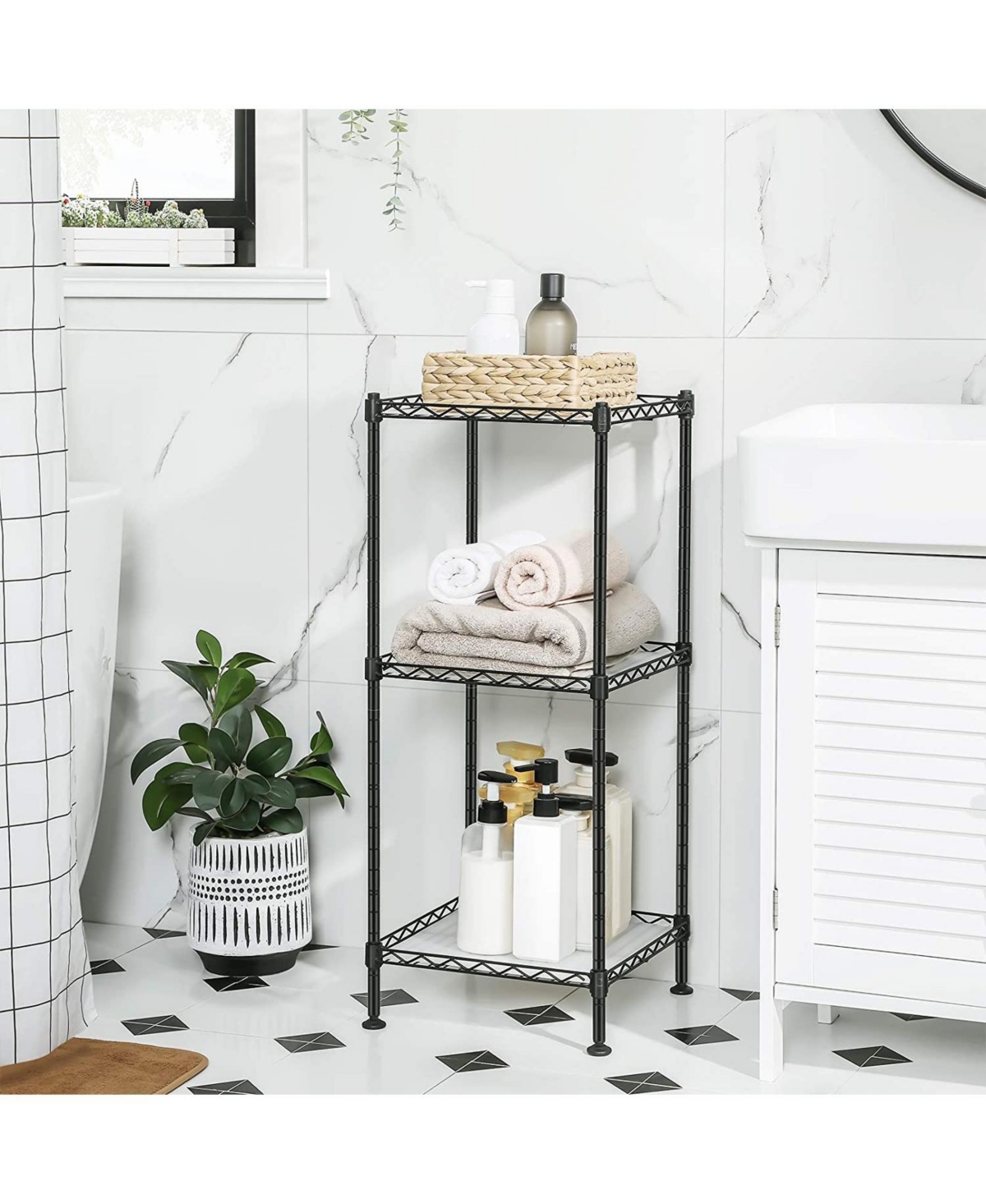 Slickblue 3-tier Bathroom Shelf, Wire Shelving Unit, Metal Storage Rack For Small Space