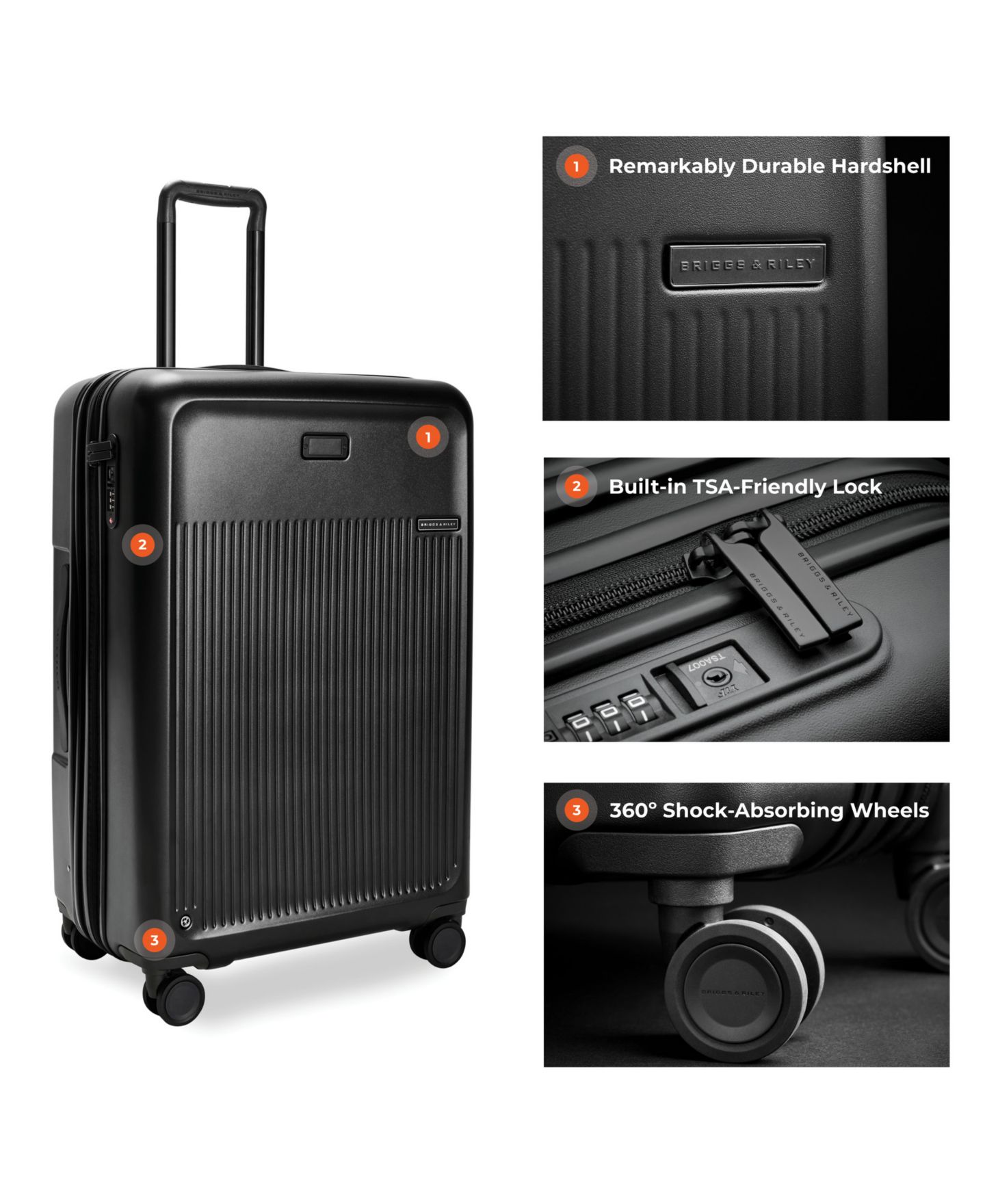Чемодан Briggs & Riley Sympatico 3.0 Large Expandable Spinner, цвет: Чёрный — фото 4
