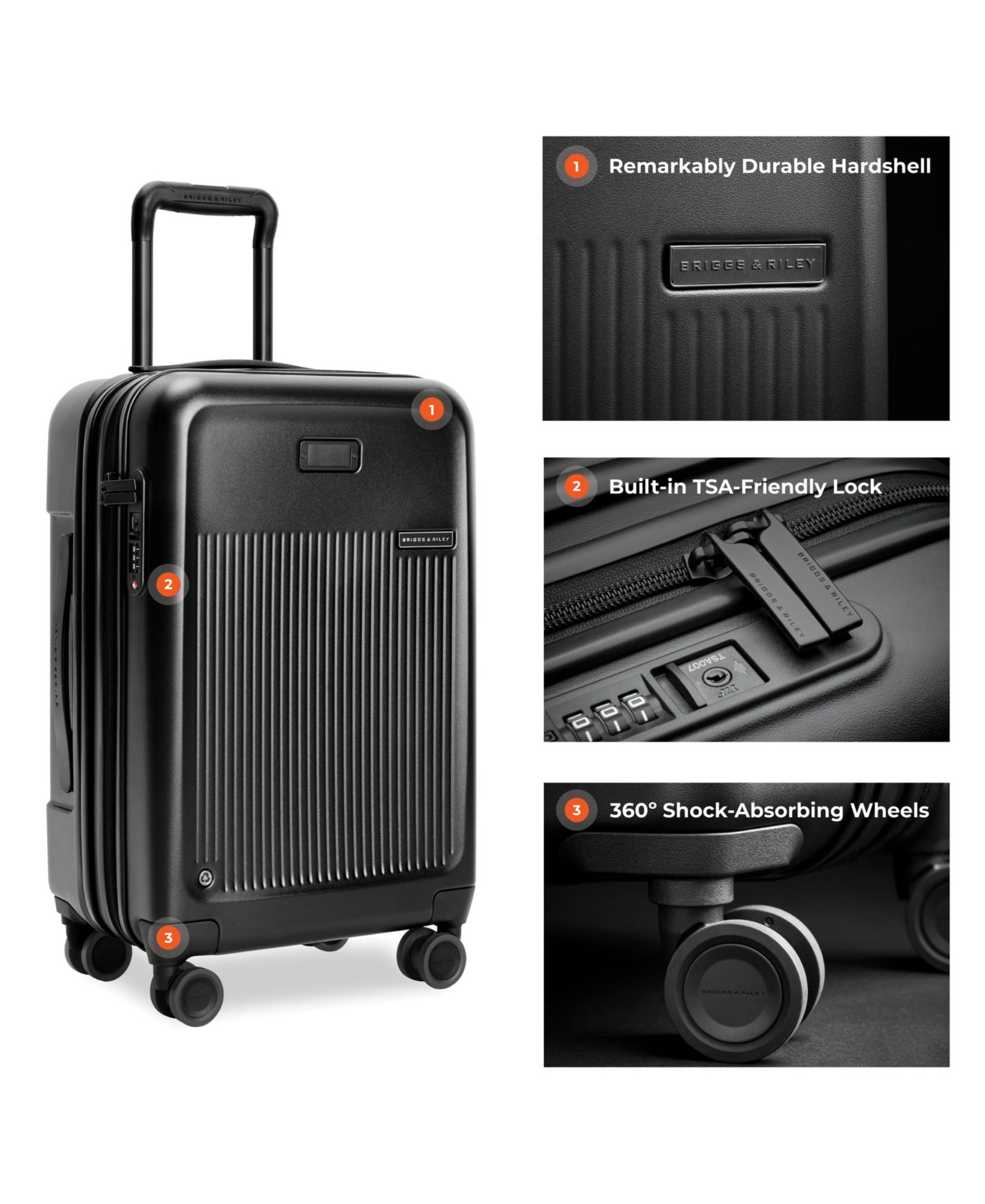 Чемодан Briggs & Riley Sympatico 3.0 Essential Carry-On Expandable Spinner, цвет: Чёрный — фото 4