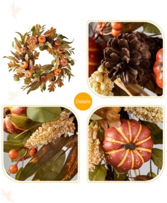 24"D Fall Pumpkin Leaf Floral Wreath