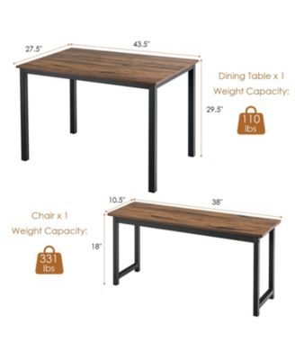 3 Pieces Dining Table Set with 2 Benches for Dining Room Kitchen Bar