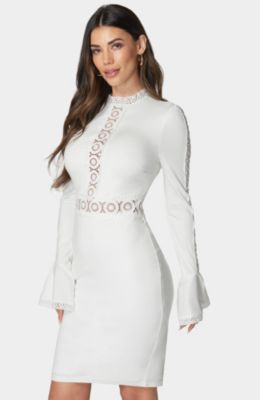 Women's High Neck Lace Midi Dress