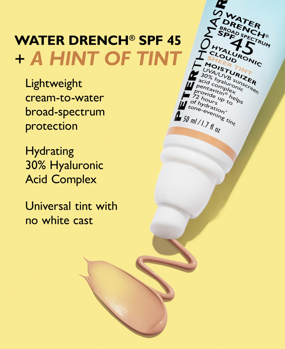 Peter Thomas Roth Water Drench Broad Spectrum Spf 45 Hyaluronic Cloud Sheer Tint Moisturizer, 50 ml In No Color