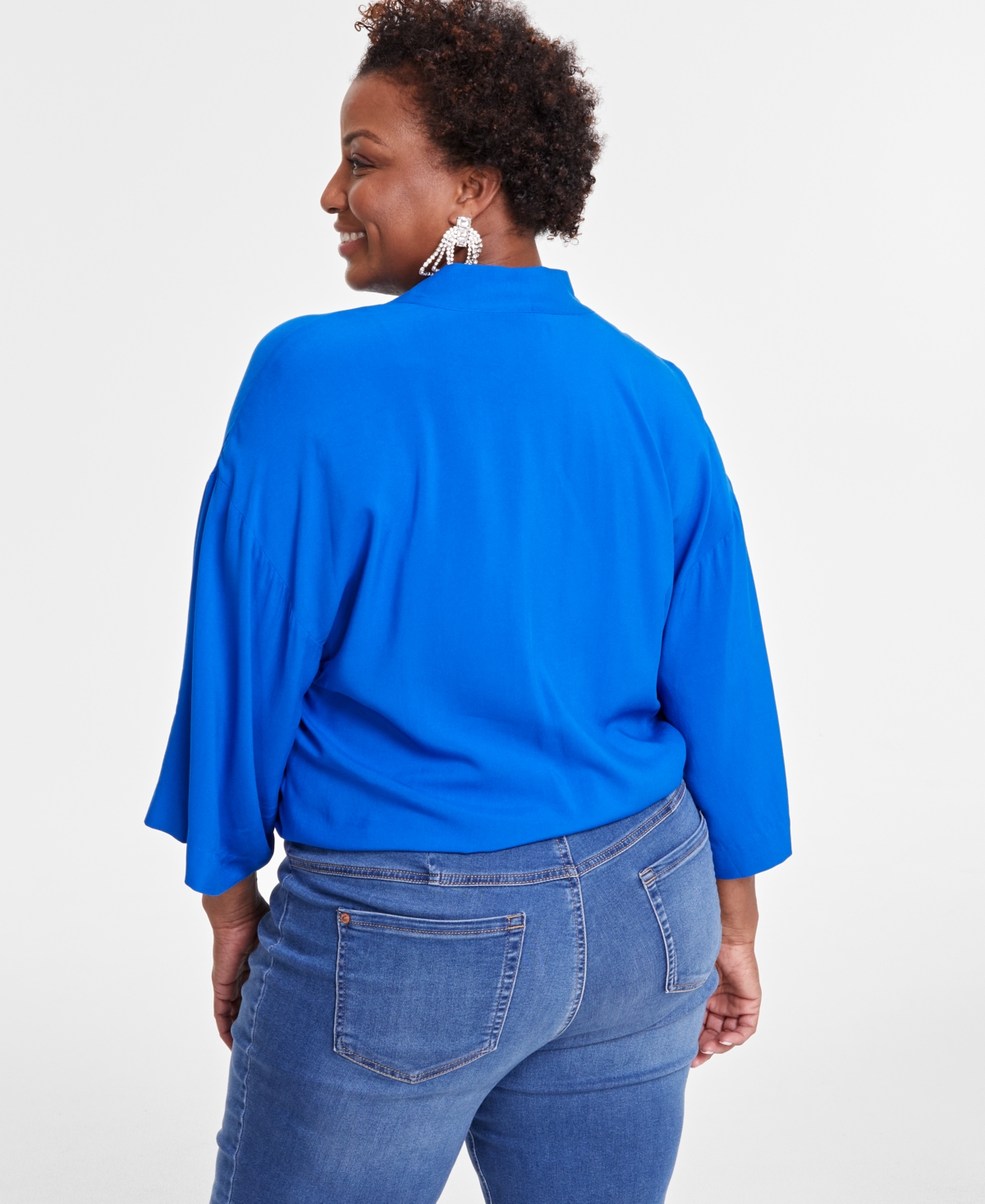 I.n.c. International Concepts Plus Size Tie-Front Top, Created for Macy's