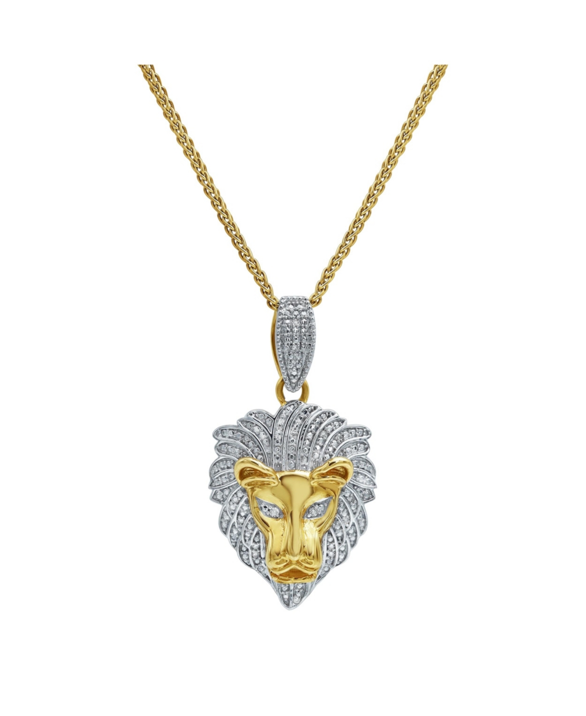 King of the Jungle Natural Round Cut Diamond Pendant(0.09 cttw) in 14k Yellow Gold for Women & Men - Yellow