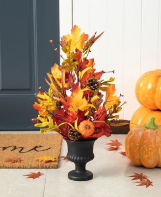 24"H Fall Maple Leaf Urn Table Tree