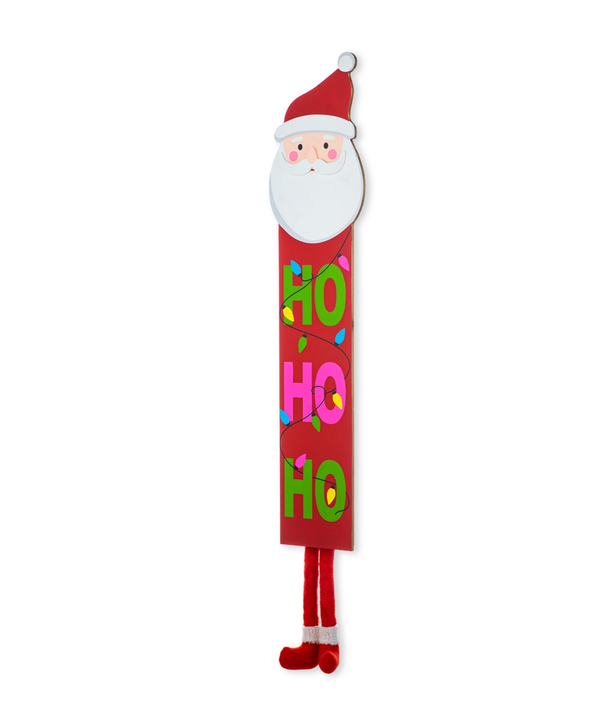 54"H Christmas Wooden "Hohoho" Santa Porch Sign with Fabric Dangling Legs - MULTI