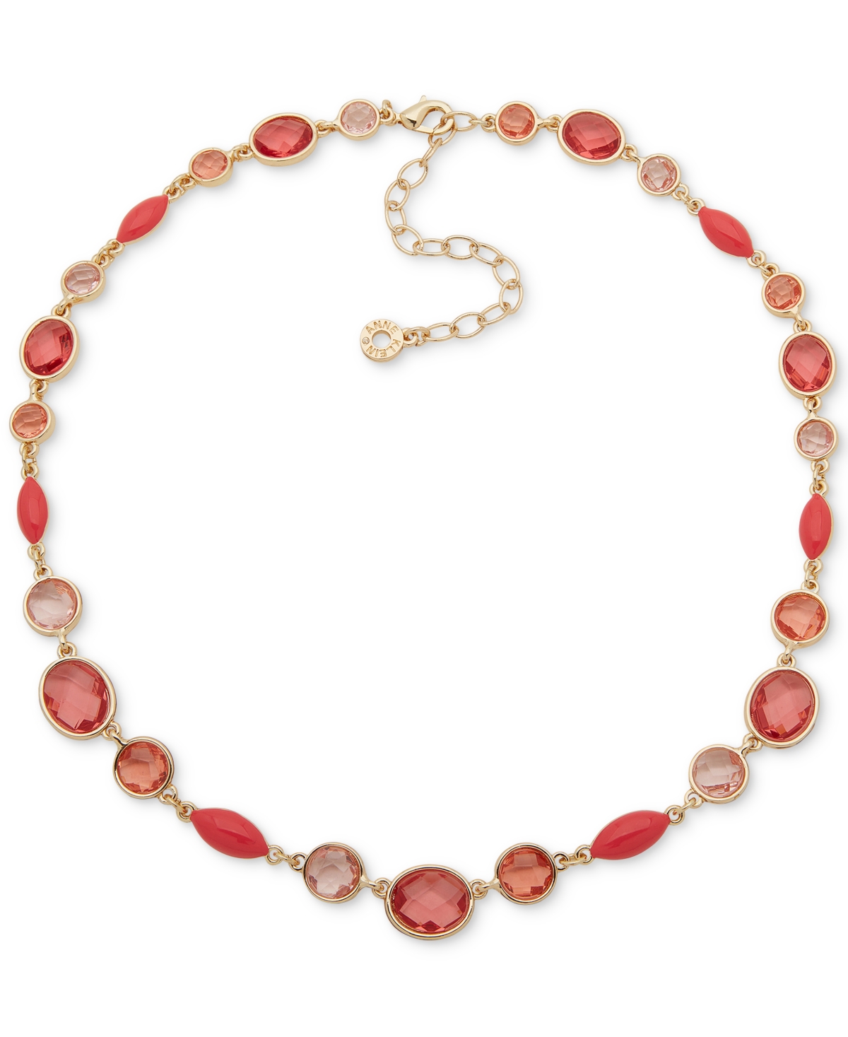 Gold-Tone Stone Collar Necklace, 16" + 3" extender - White